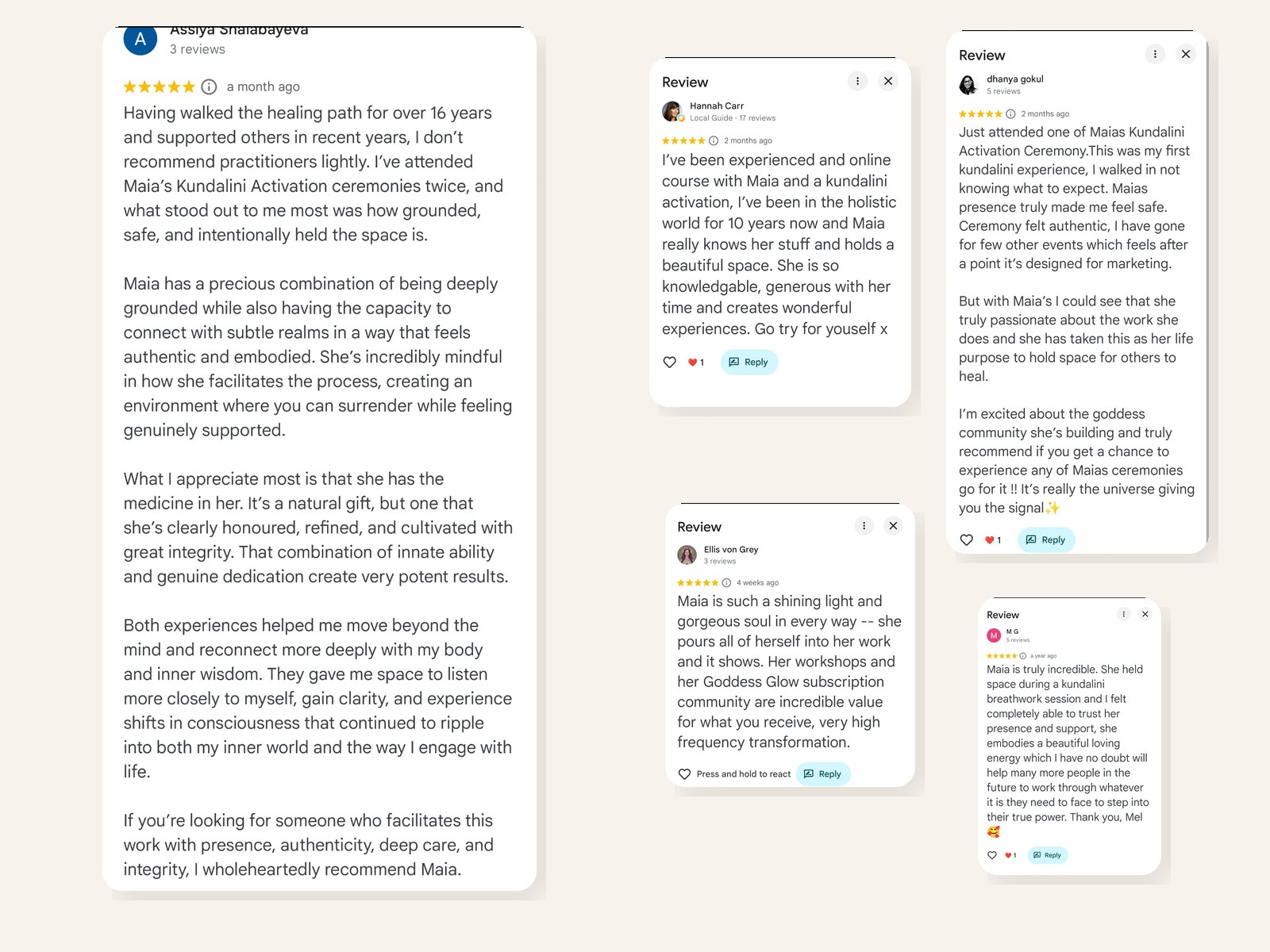 More Google reviews for Maia